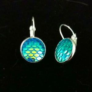 March mermaid scale leverback earrings